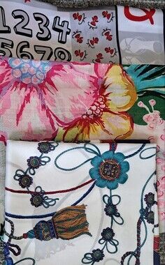Vintage-Inspired Tassel & Chain Scarf, Floral Scarf and Number Scarf Bundle
